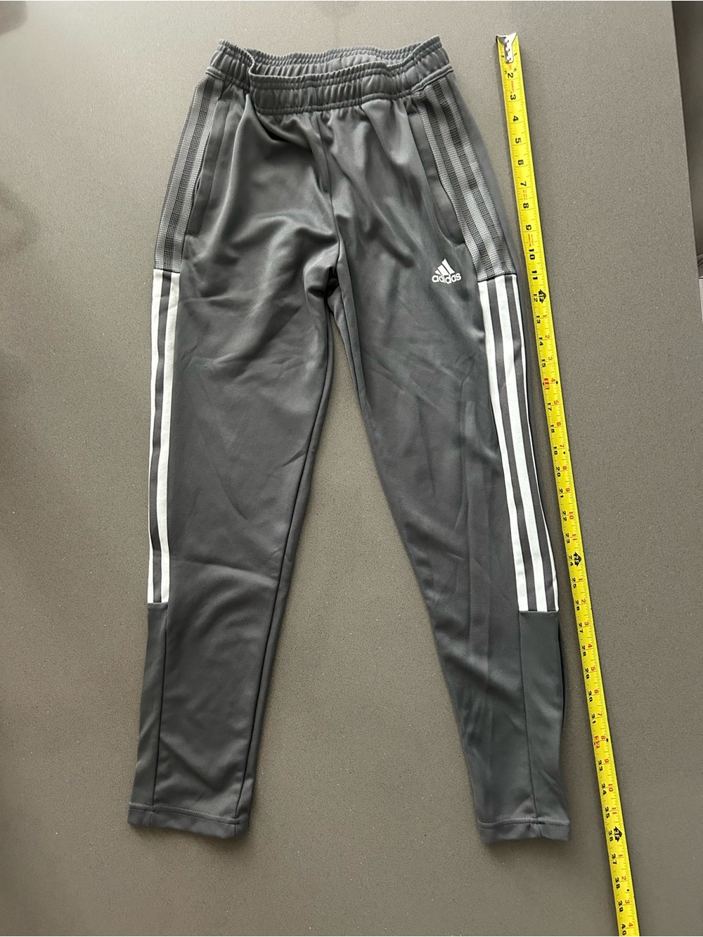 Adidas Gray Track Pants with White Stripes kids 11-12Y…